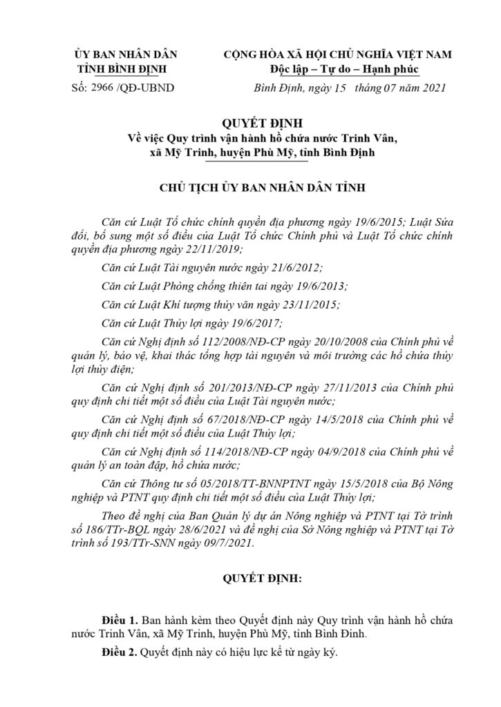 QD va quy trinh van hanh ho chua nuoc Trinh Van page 0001