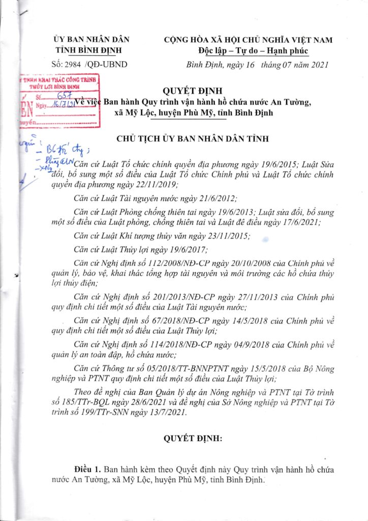 Quyet dinh Ban hanh Quy trinh van hanh ho An Tuong page 0001