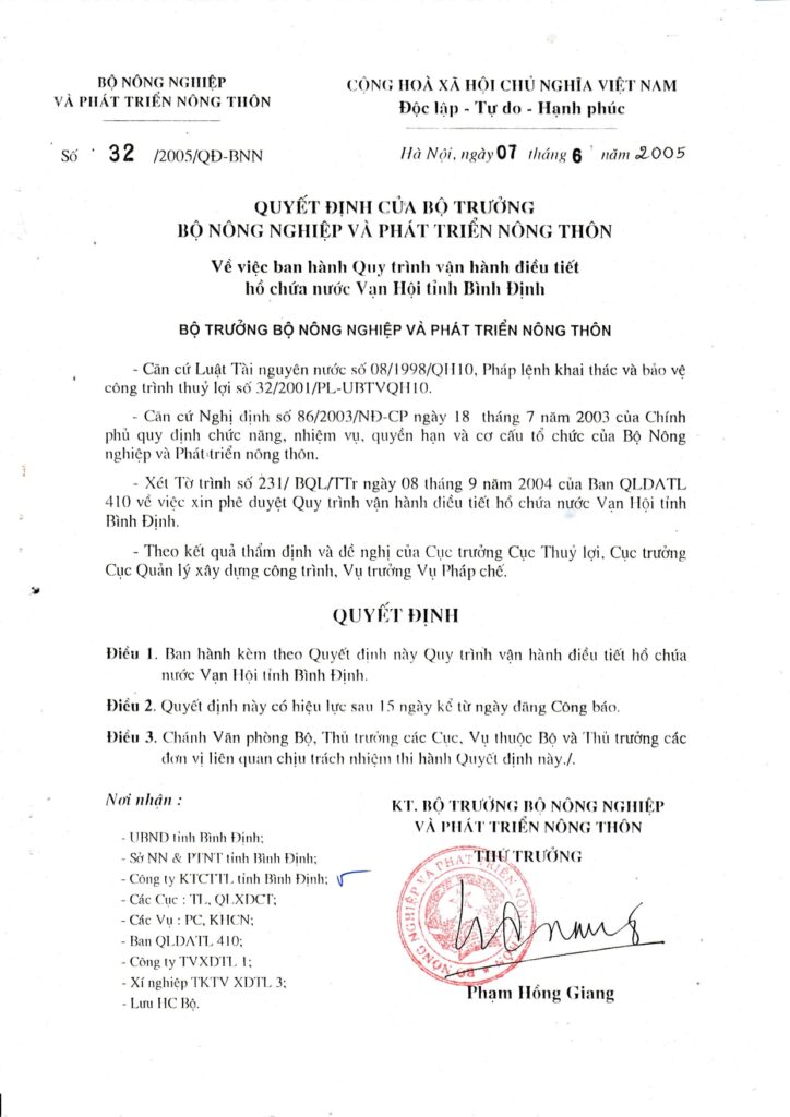 Quyet dinh Ban hanh Quy trinh van hanh ho Van Hoi page 0001