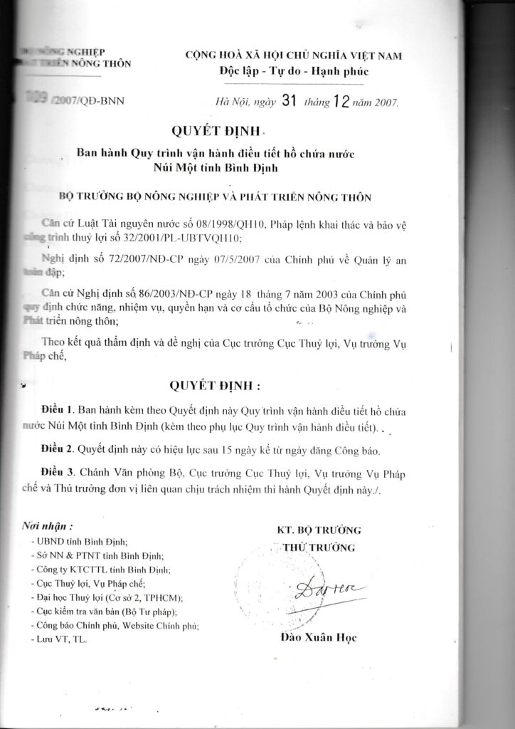 Quyet dinh Quy trinh van hanh ho Nui mot page 0001